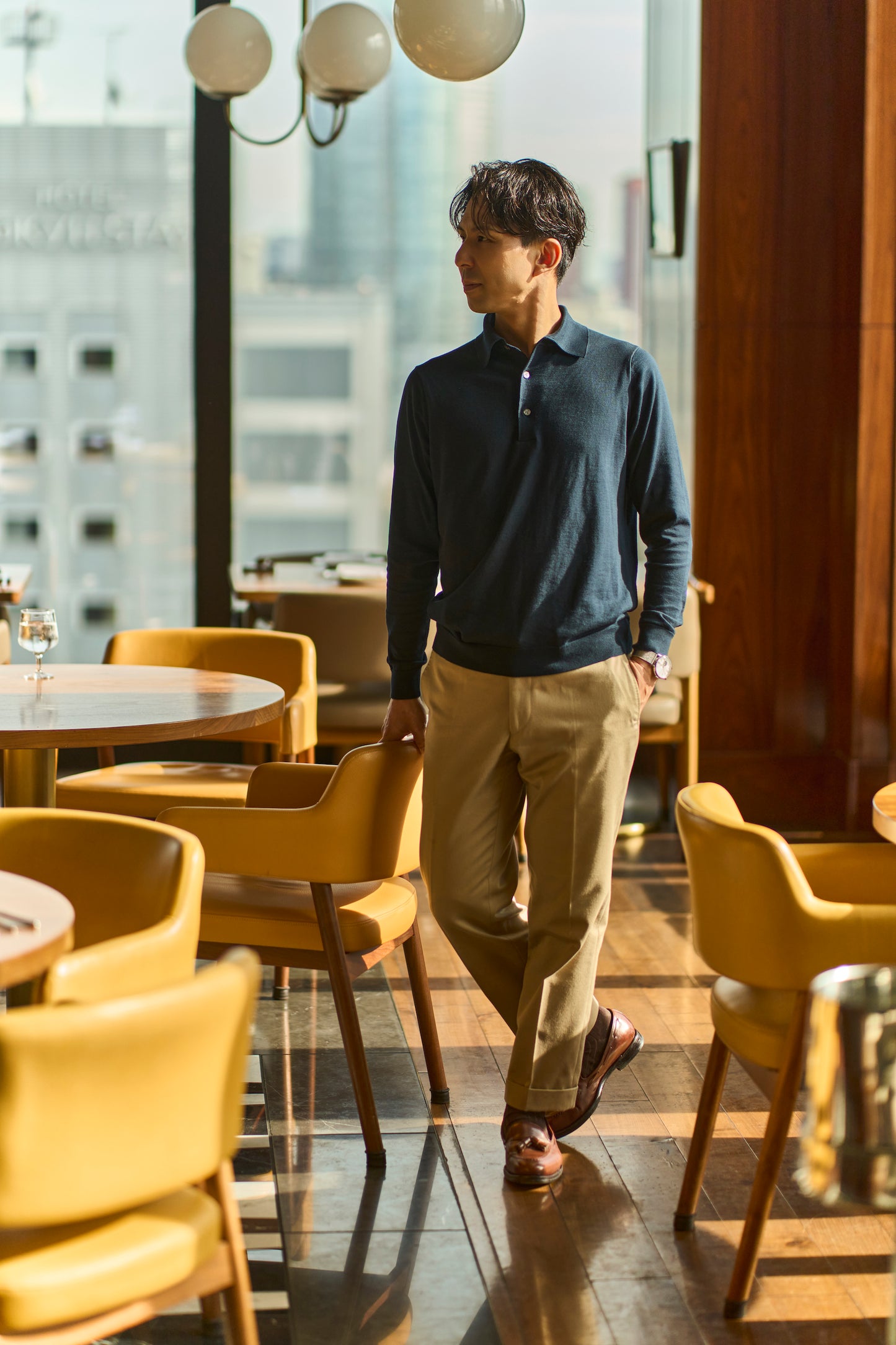 SUVIN長袖ニットポロ キラーストリートエディション-NAVY-