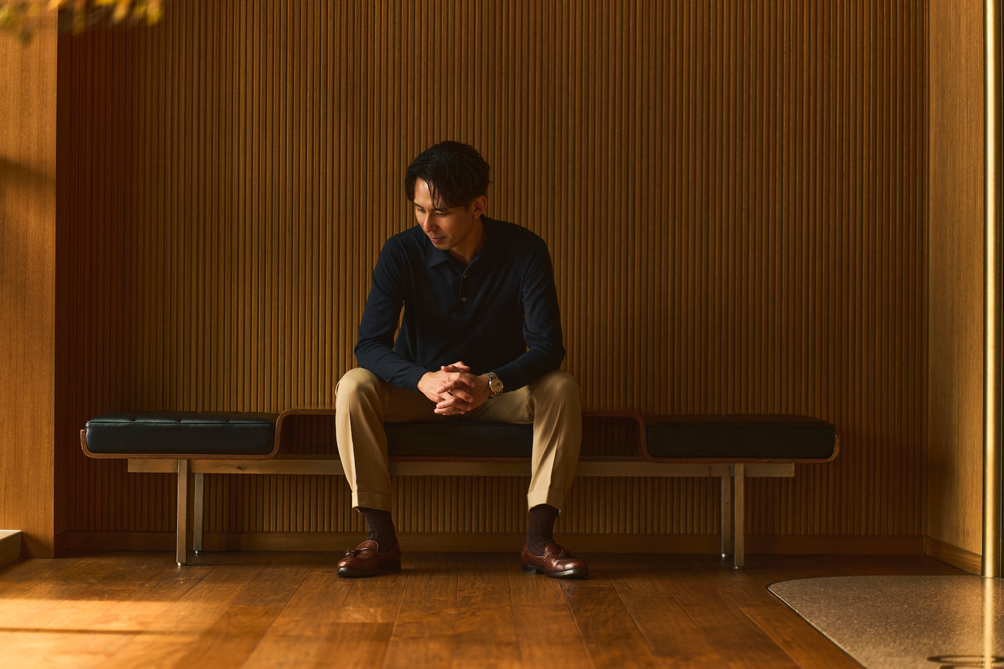 SUVIN長袖ニットポロ キラーストリートエディション-NAVY-