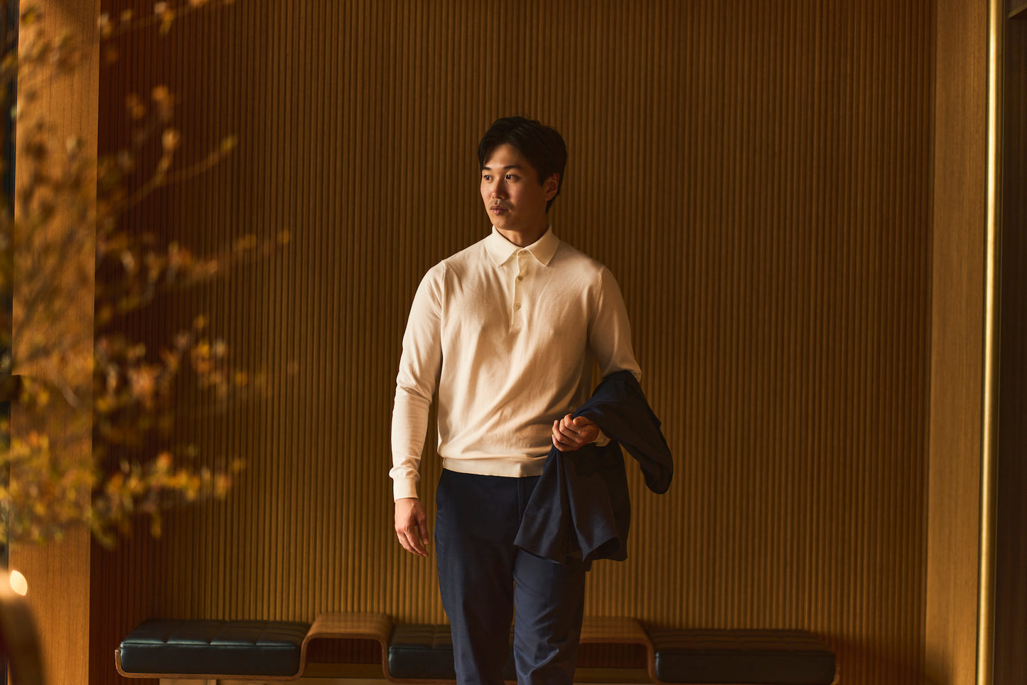 SUVIN長袖ニットポロ キラーストリートエディション-White-