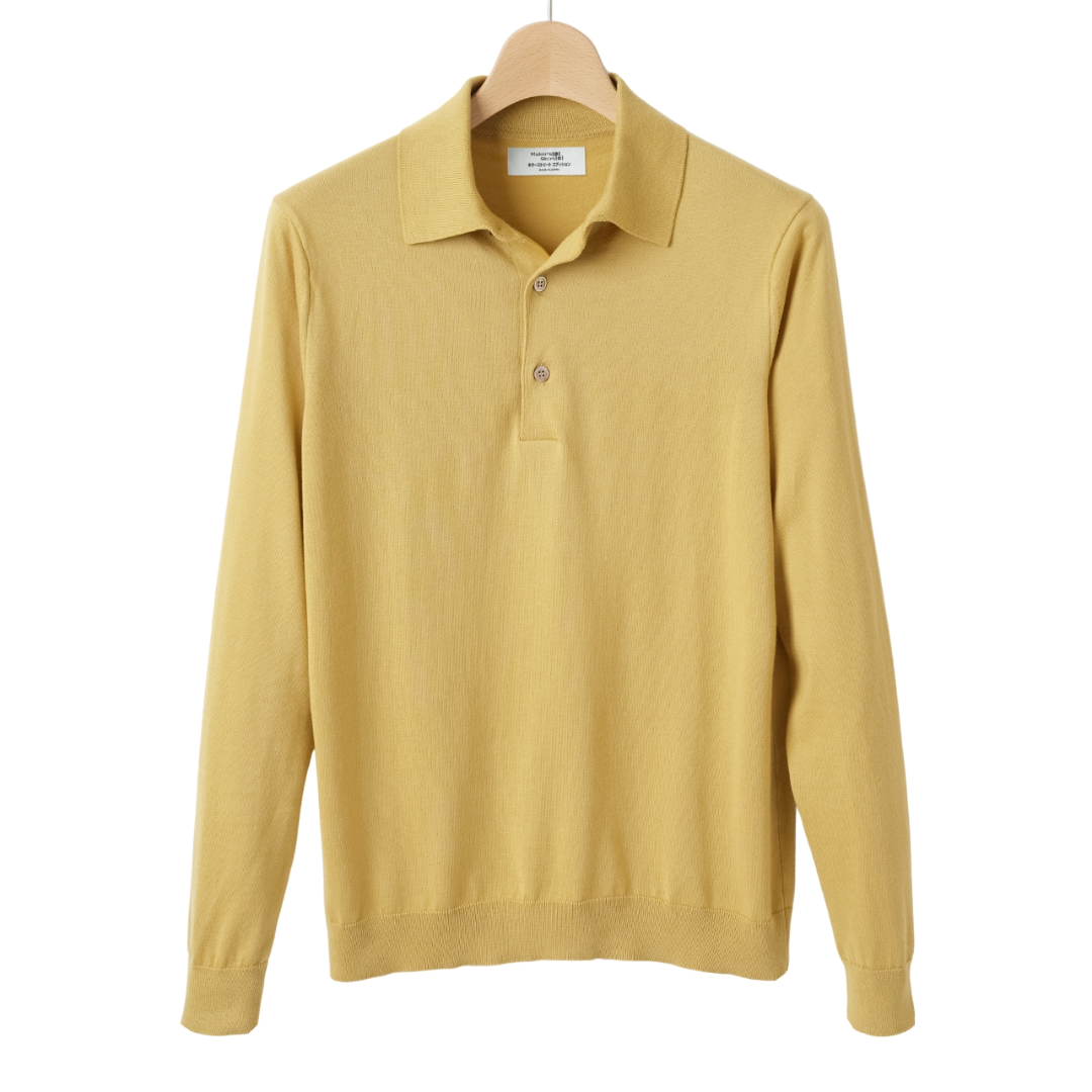 SUVIN長袖ニットポロ キラーストリートエディション-Mustard Yellow-