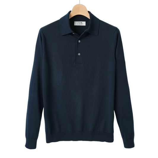 SUVIN長袖ニットポロ キラーストリートエディション-NAVY-