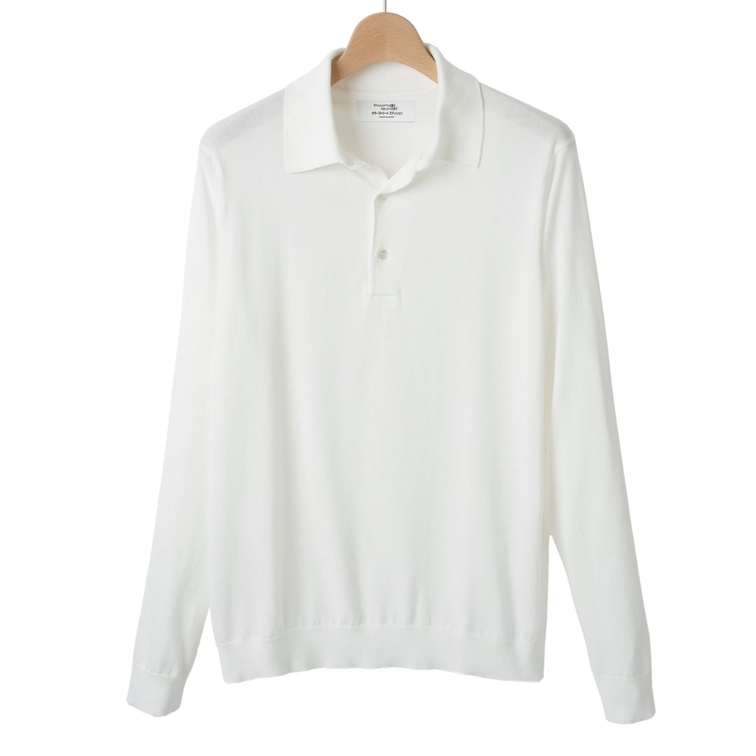 SUVIN長袖ニットポロ キラーストリートエディション-White-