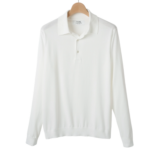 SUVIN長袖ニットポロ キラーストリートエディション-White-